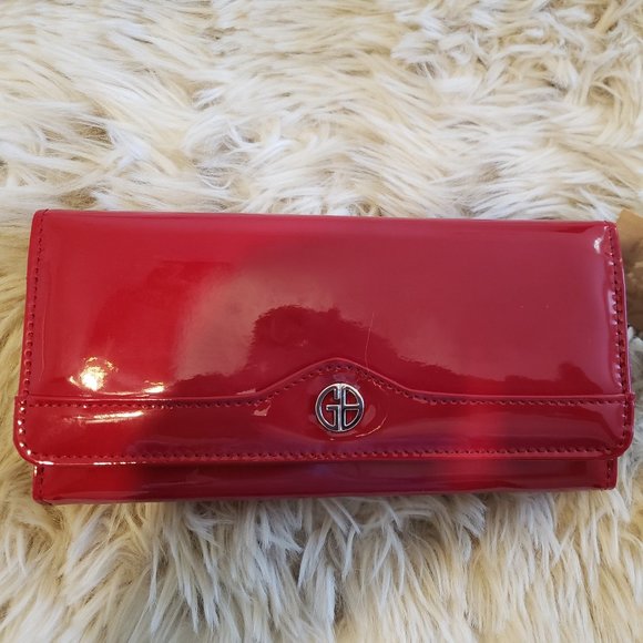 Giani Bernini Bark Patent Purse AND matching Wallet - Red - Picture 6 of 9